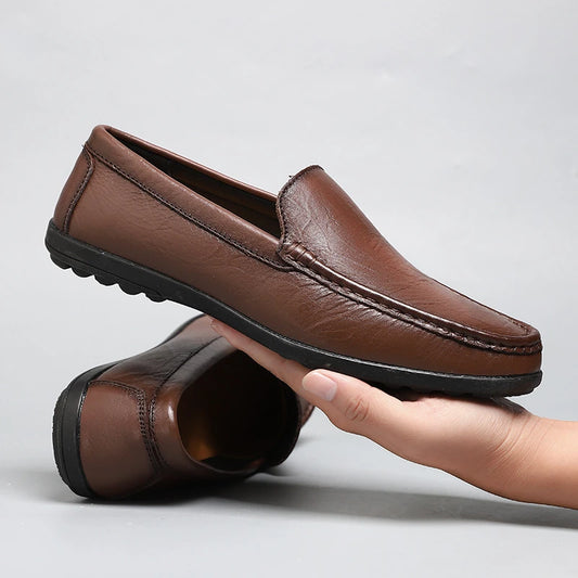 Men’s Genuine Leather Loafers – Luxury Italian Moccasins, Casual Slip-On Driving Shoes, Breathable Comfort Footwear