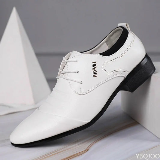 Men’s Plus Size Leather Shoes – Trendy Versatile Business Flats, Comfortable Formal Footwear for Wedding & Party