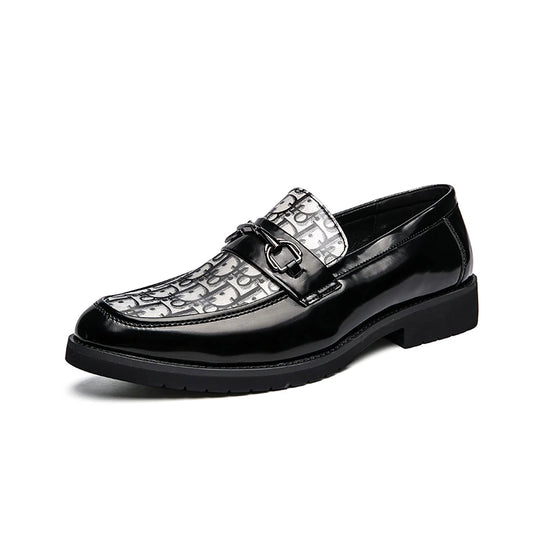 Luxury Men’s Leather Dress Shoes – Pointed Toe Designer Slip-On, Fashion Business Formal Footwear